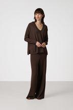 Kaia Elastic Waist Pants | Chocolate Brown | Fine Knit