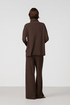 Kaia Elastic Waist Pants | Chocolate Brown | Fine Knit