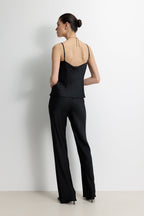 Genet Elastic Waist Bias Satin Trousers | Black
