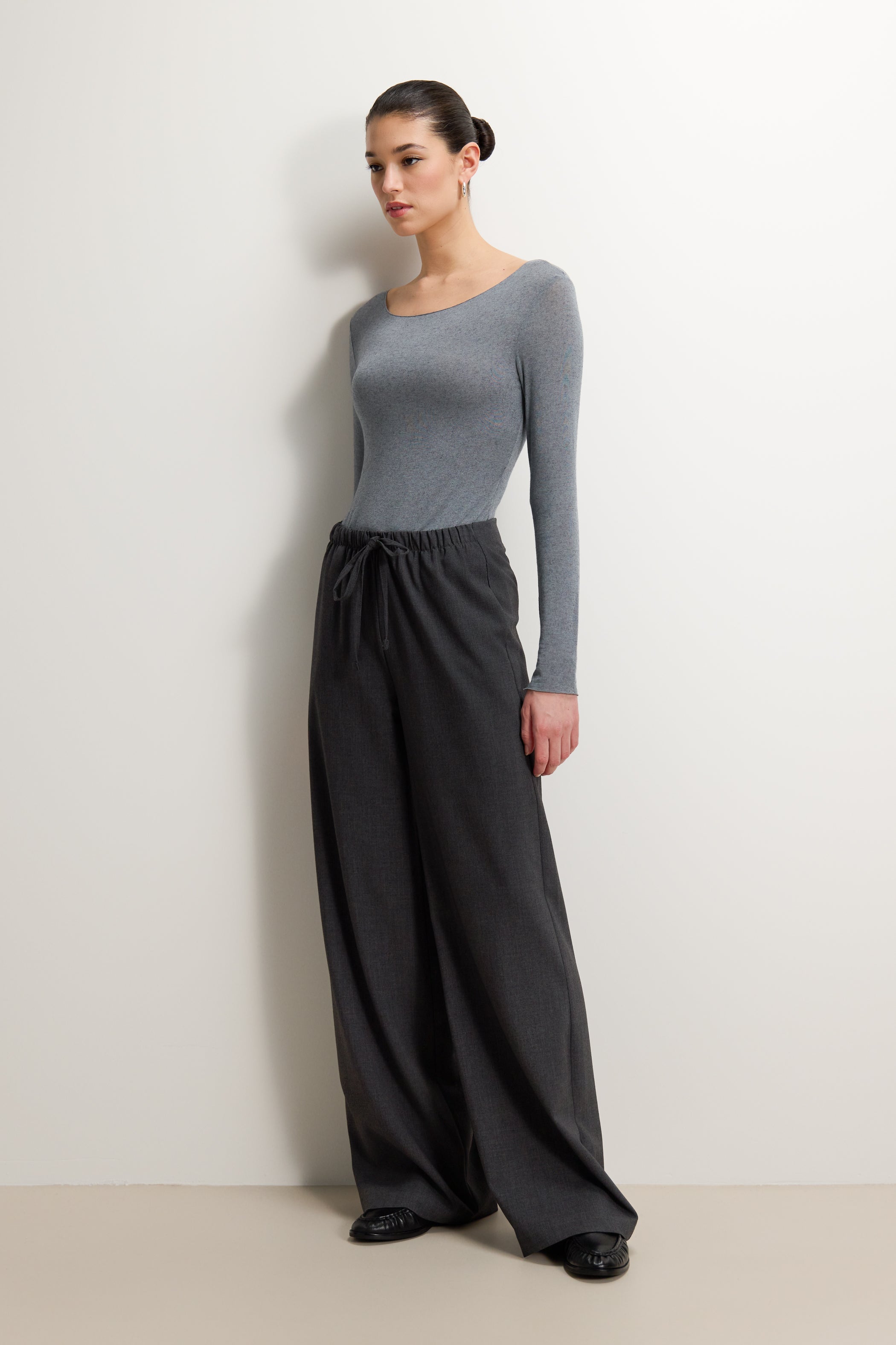 Mae Featherweight Boatneck Top | Grey Melange | Modal-Cashmere