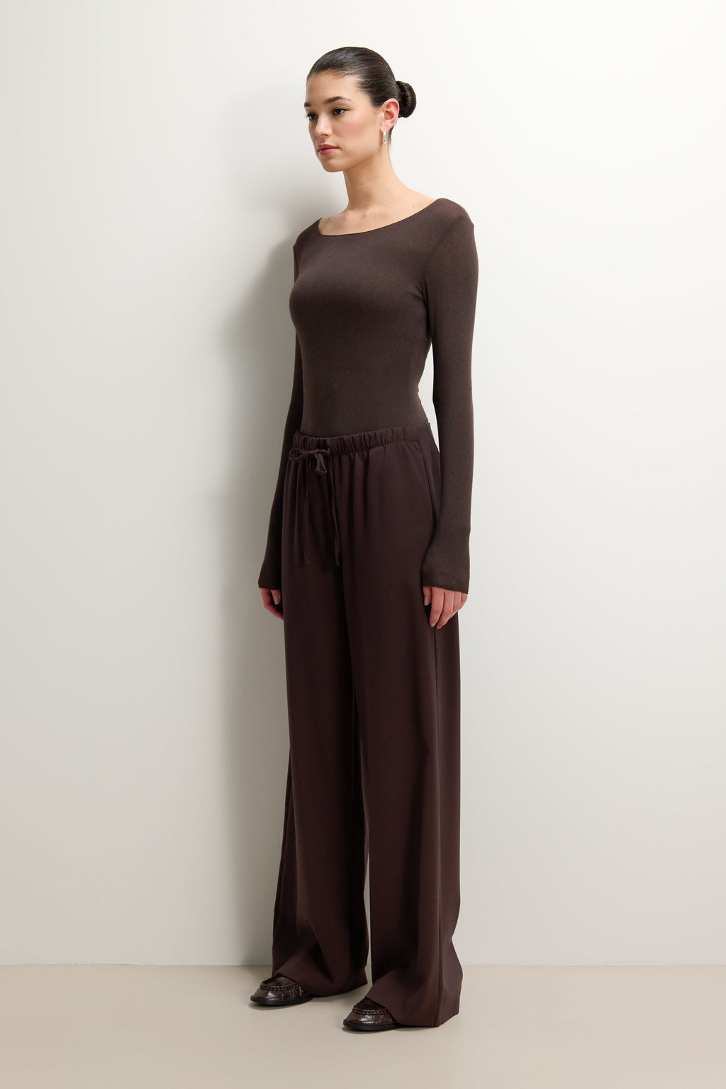 Mae Featherweight Boatneck Top | Espresso Brown | Modal-Cashmere