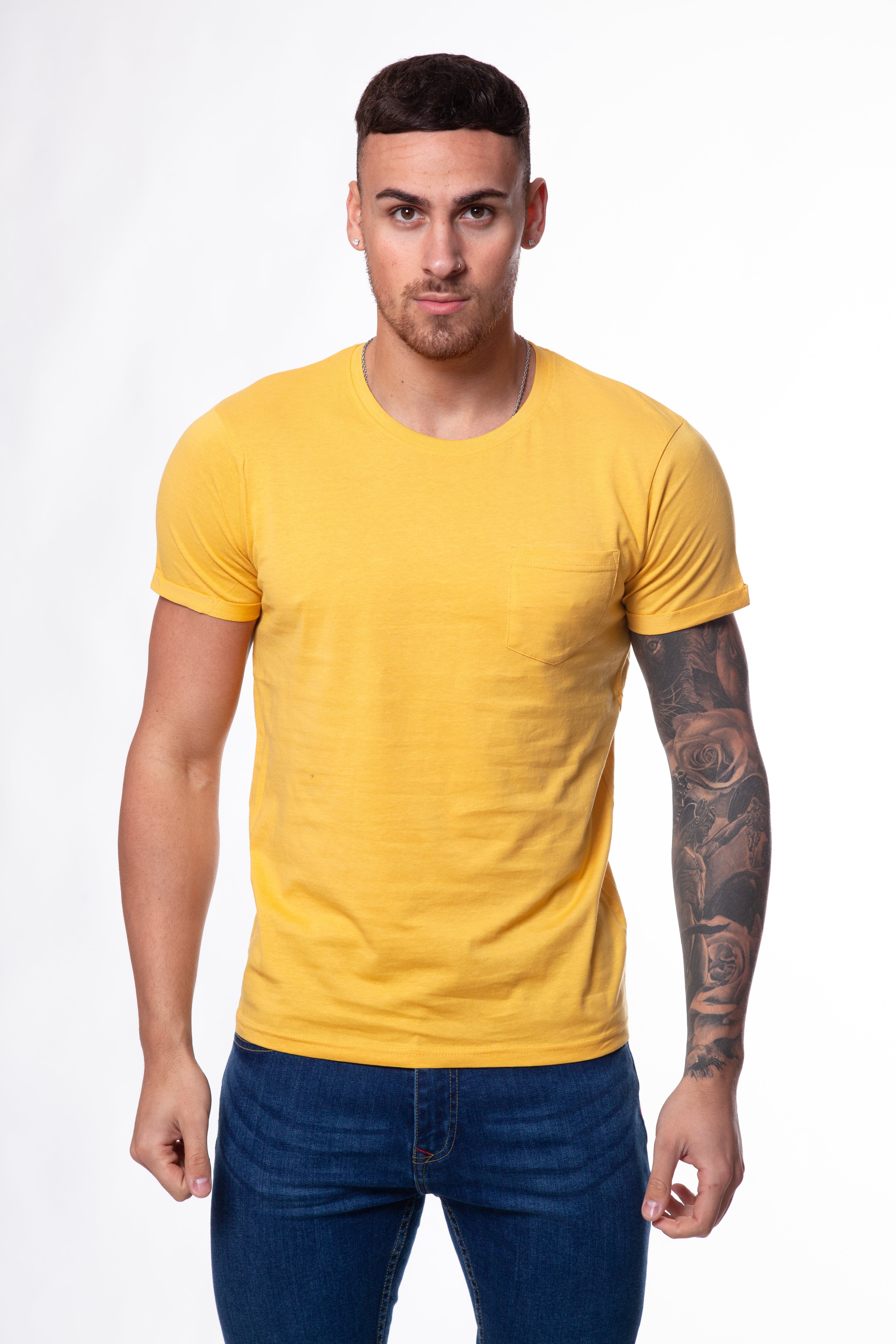 Crew Neck Pocket Roll T-Shirt