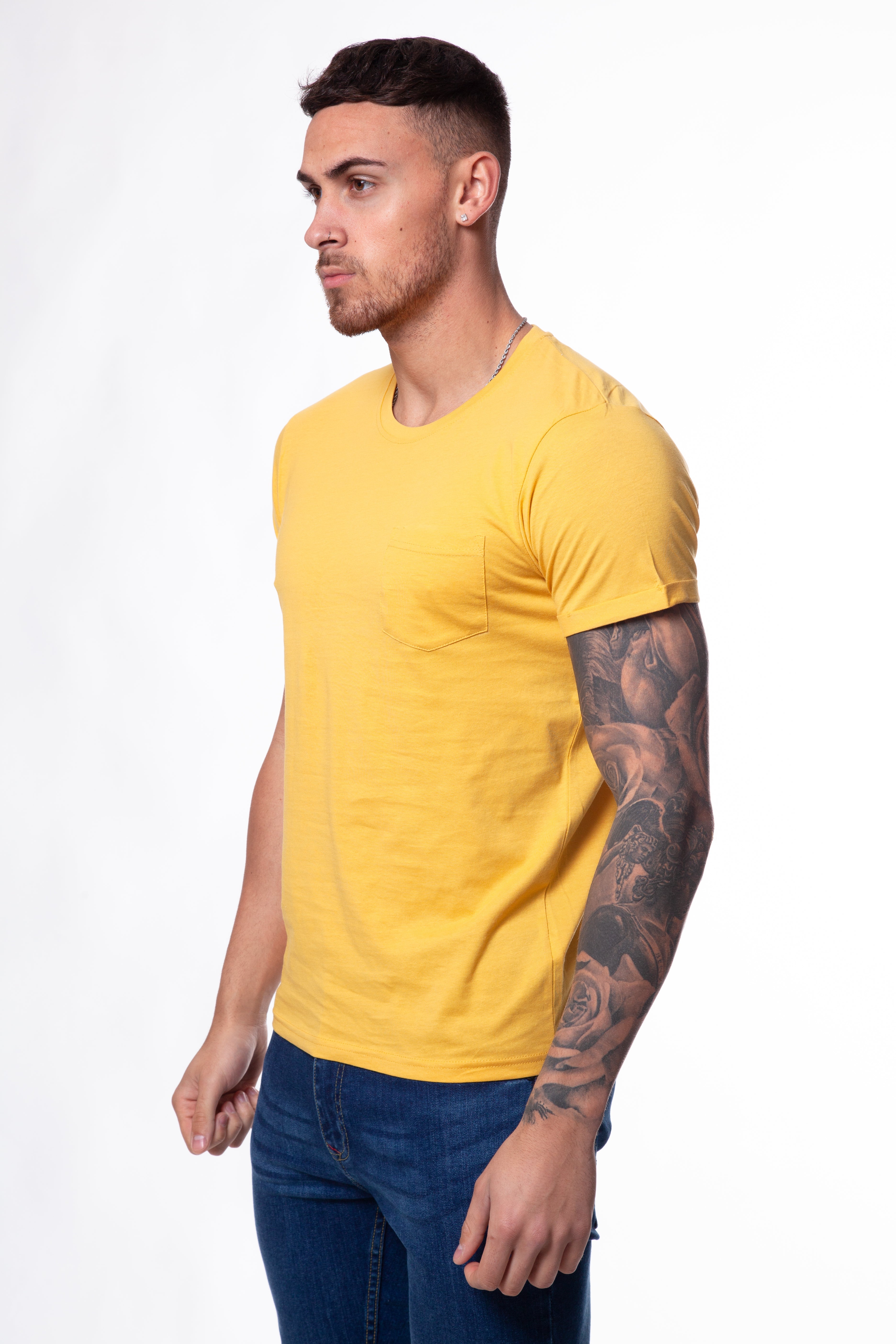 Crew Neck Pocket Roll T-Shirt