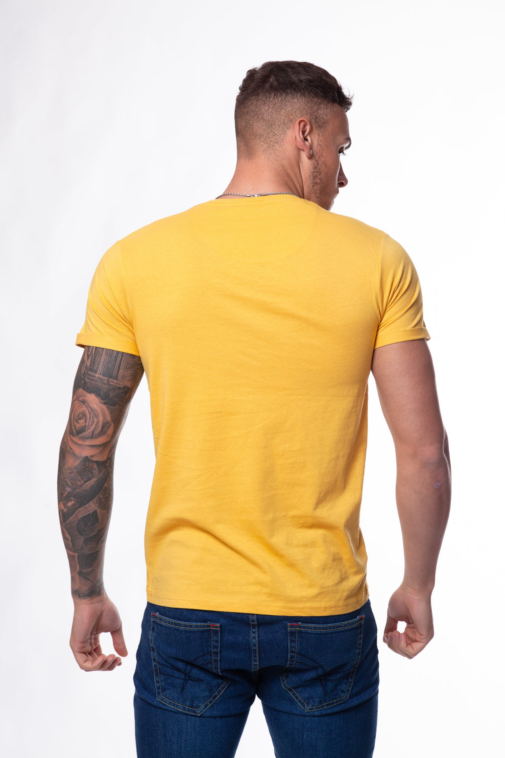 Crew Neck Pocket Roll T-Shirt