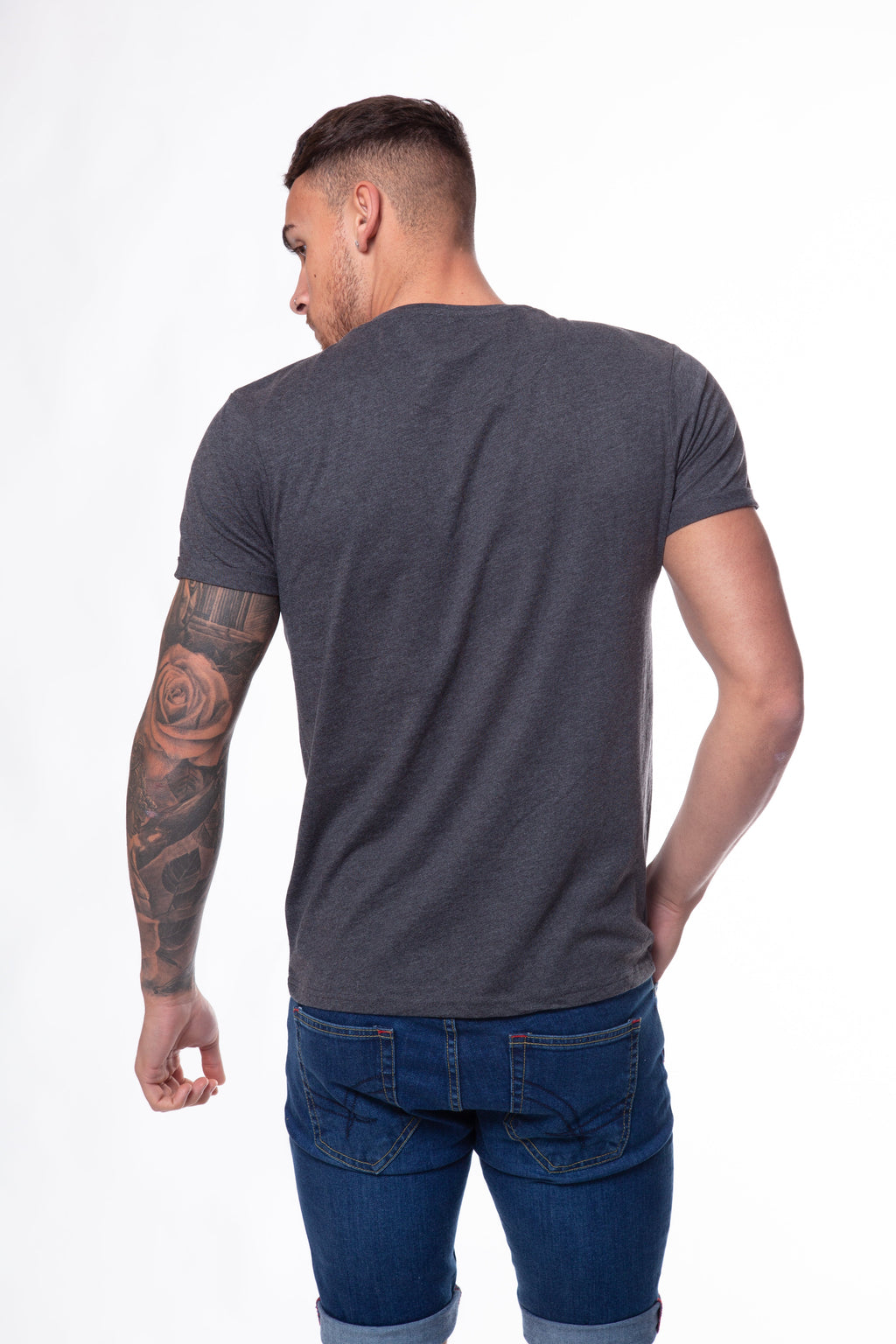 Crew Neck Pocket Roll T-Shirt
