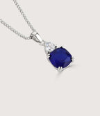 SAPPHIRE CUSHION DOUBLE DROP PENDANT