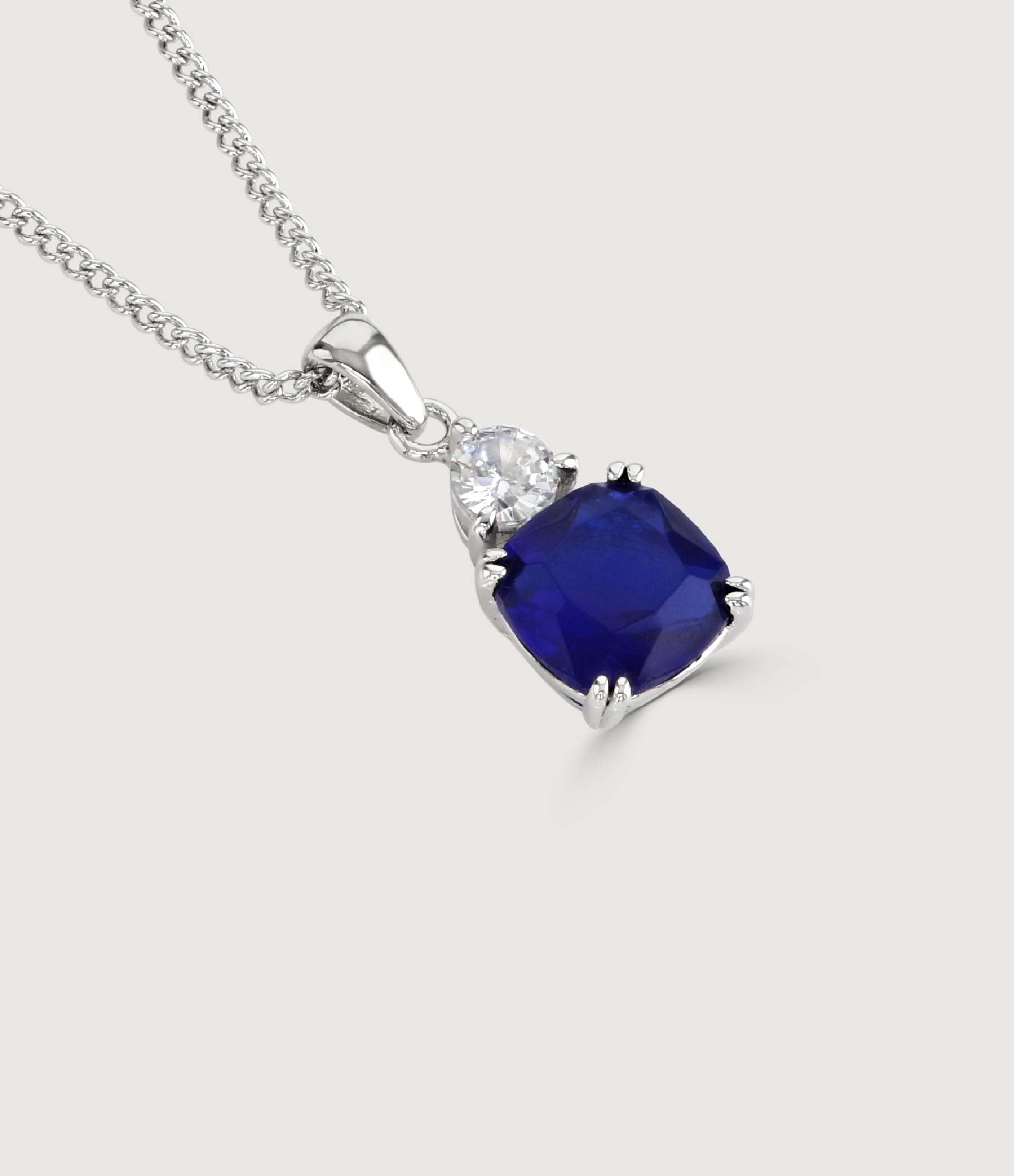 SAPPHIRE CUSHION DOUBLE DROP PENDANT