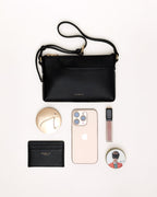 Pockets Leather Mini Ziptop Ew Shoulder Bag in Chocolate - 112140