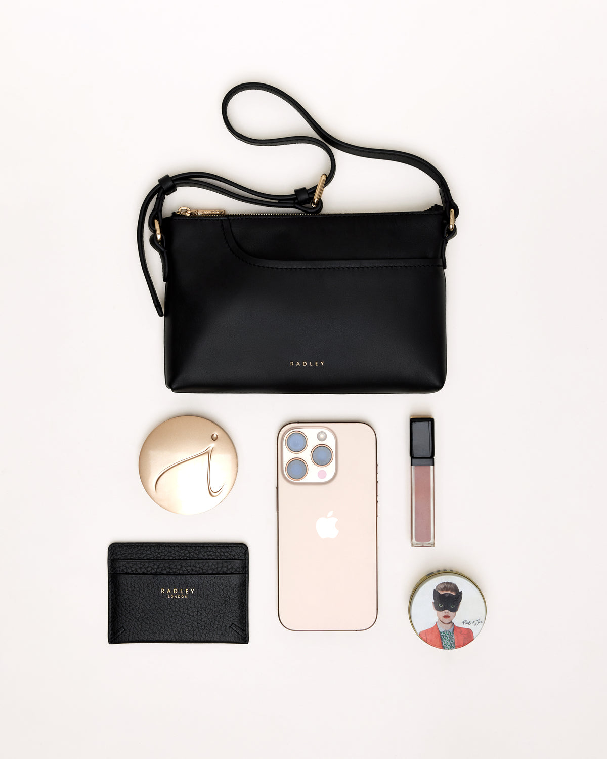 Pockets Leather Mini Ziptop Ew Shoulder Bag in Chocolate - 112140