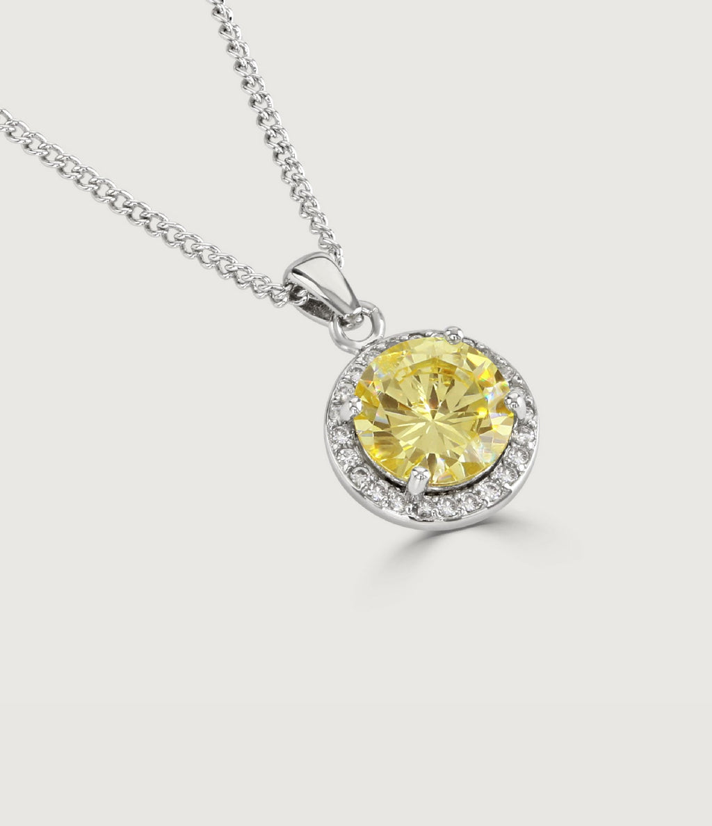 CANARY HALO SOLITAIRE PENDANT