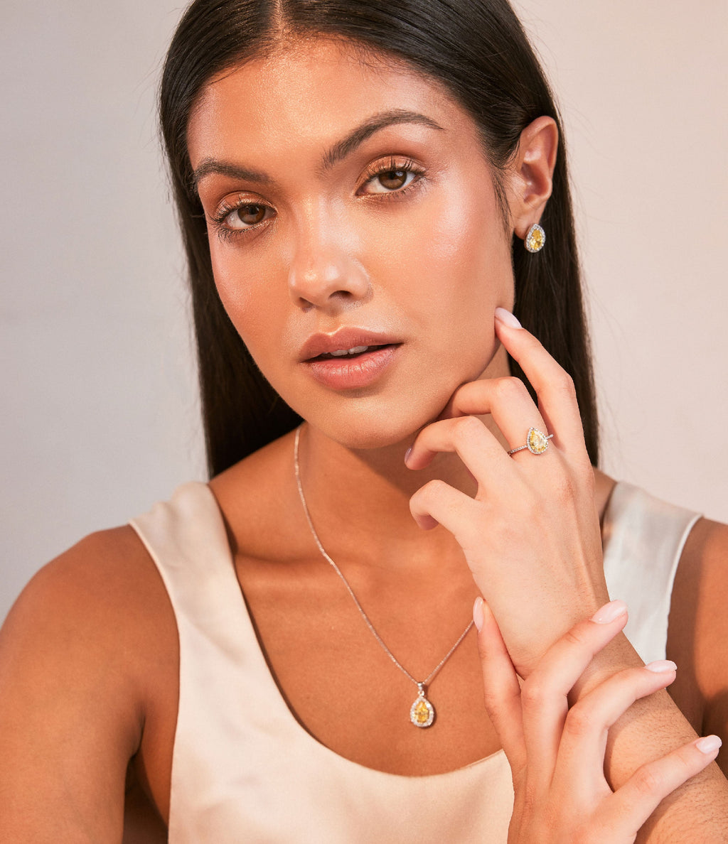 THE CARAT COLLECTION - CANARY SPARKLE PEAR RING