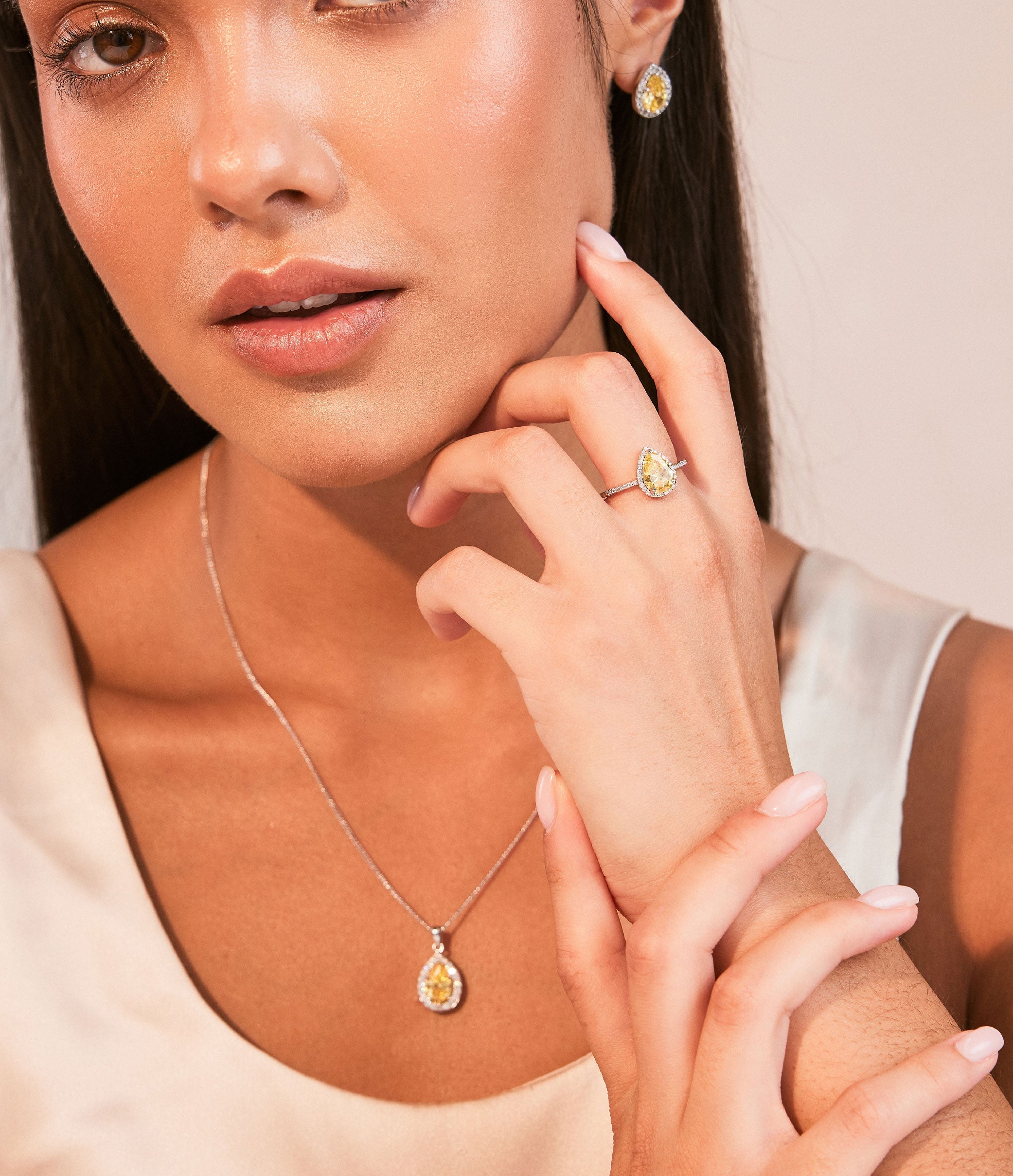 THE CARAT COLLECTION - CANARY SPARKLE PEAR RING