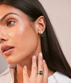 EMERALD OVAL DOUBLE DROP EARRINGS