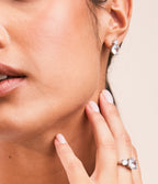 CLEAR ROUND DOUBLE DROP EARRINGS