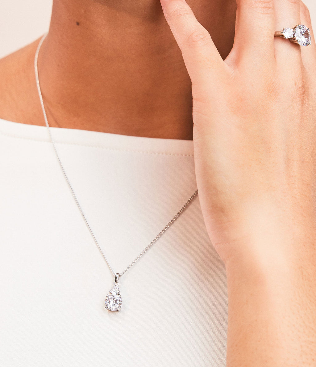 CLEAR ROUND DOUBLE DROP PENDANT