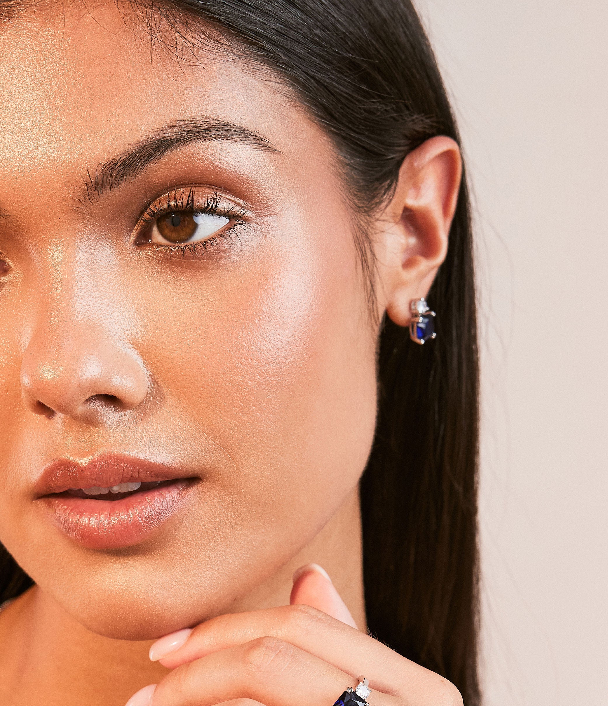 SAPPHIRE CUSHION DOUBLE DROP EARRINGS