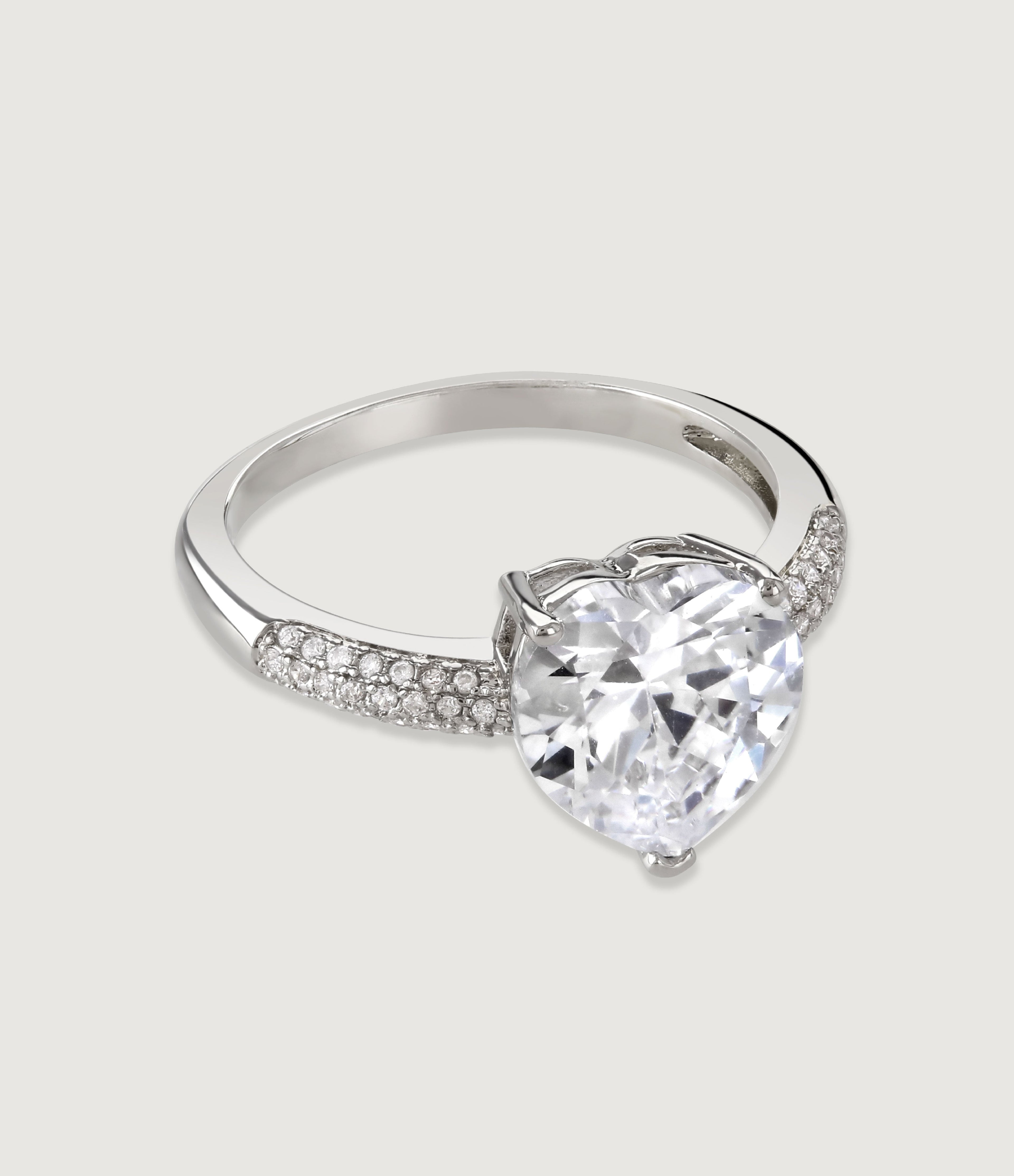 THE CARAT COLLECTION - CLEAR HEART CZ PAVE BAND RING