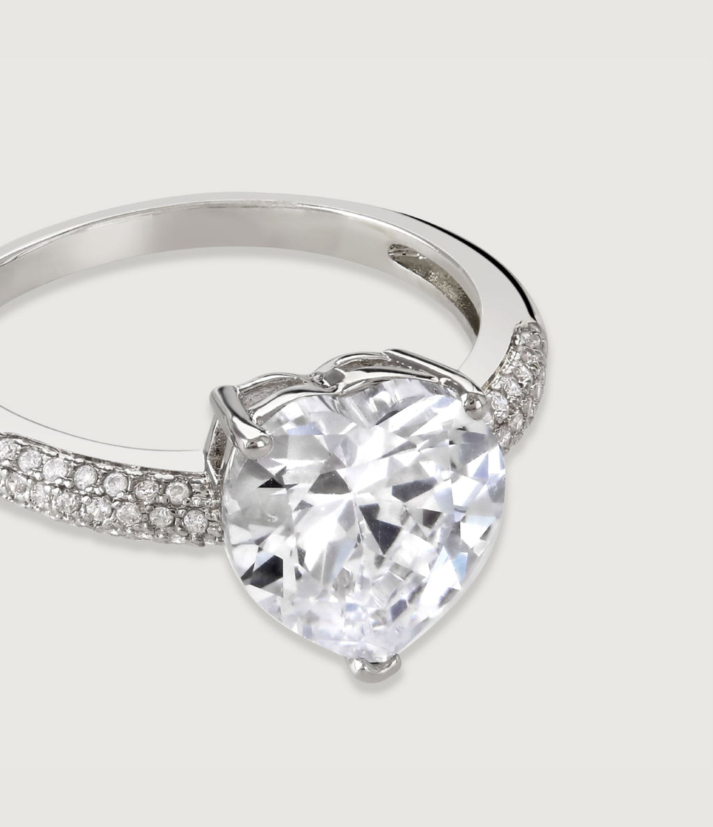 THE CARAT COLLECTION - CLEAR HEART CZ PAVE BAND RING