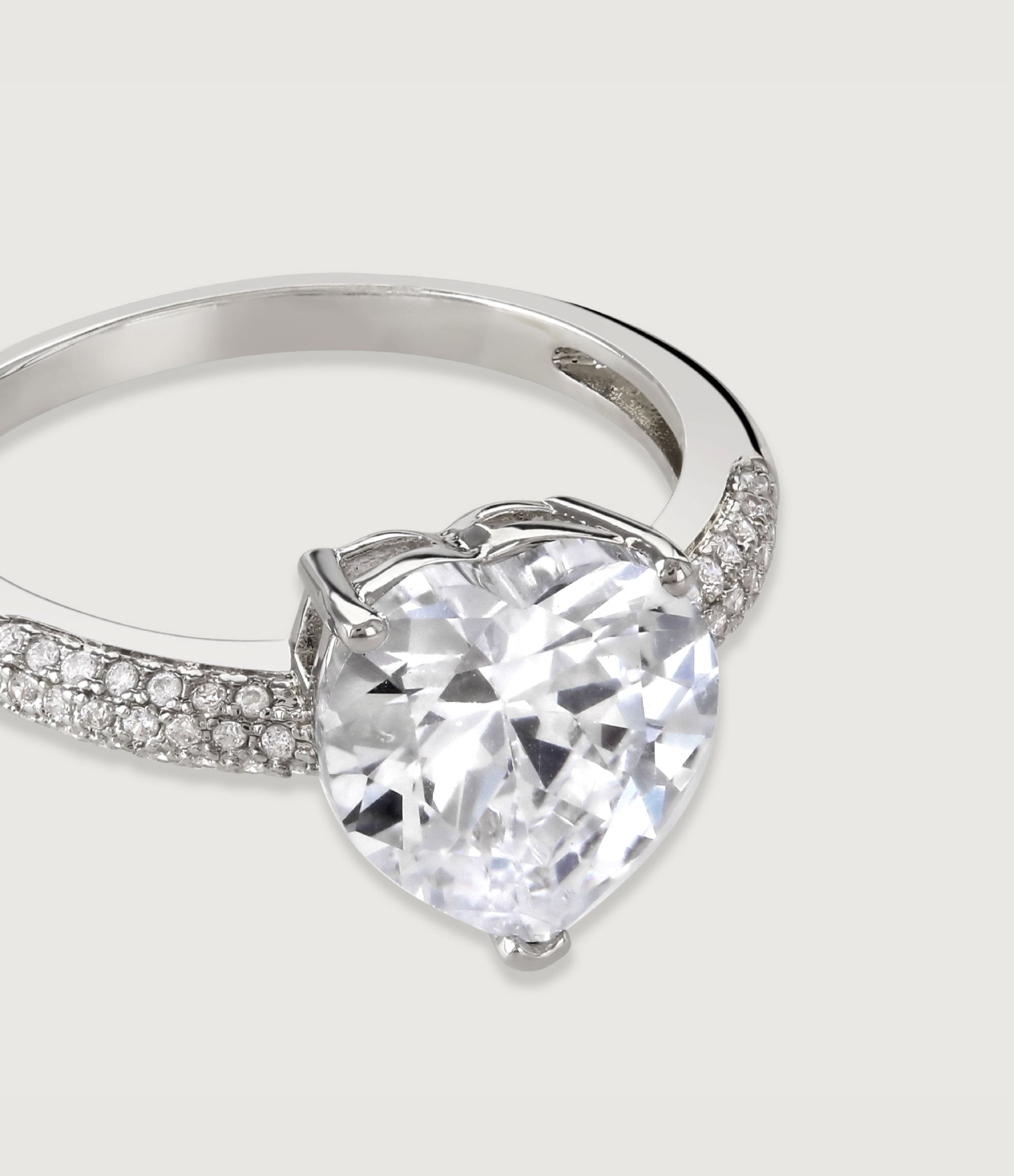 THE CARAT COLLECTION - CLEAR HEART CZ PAVE BAND RING