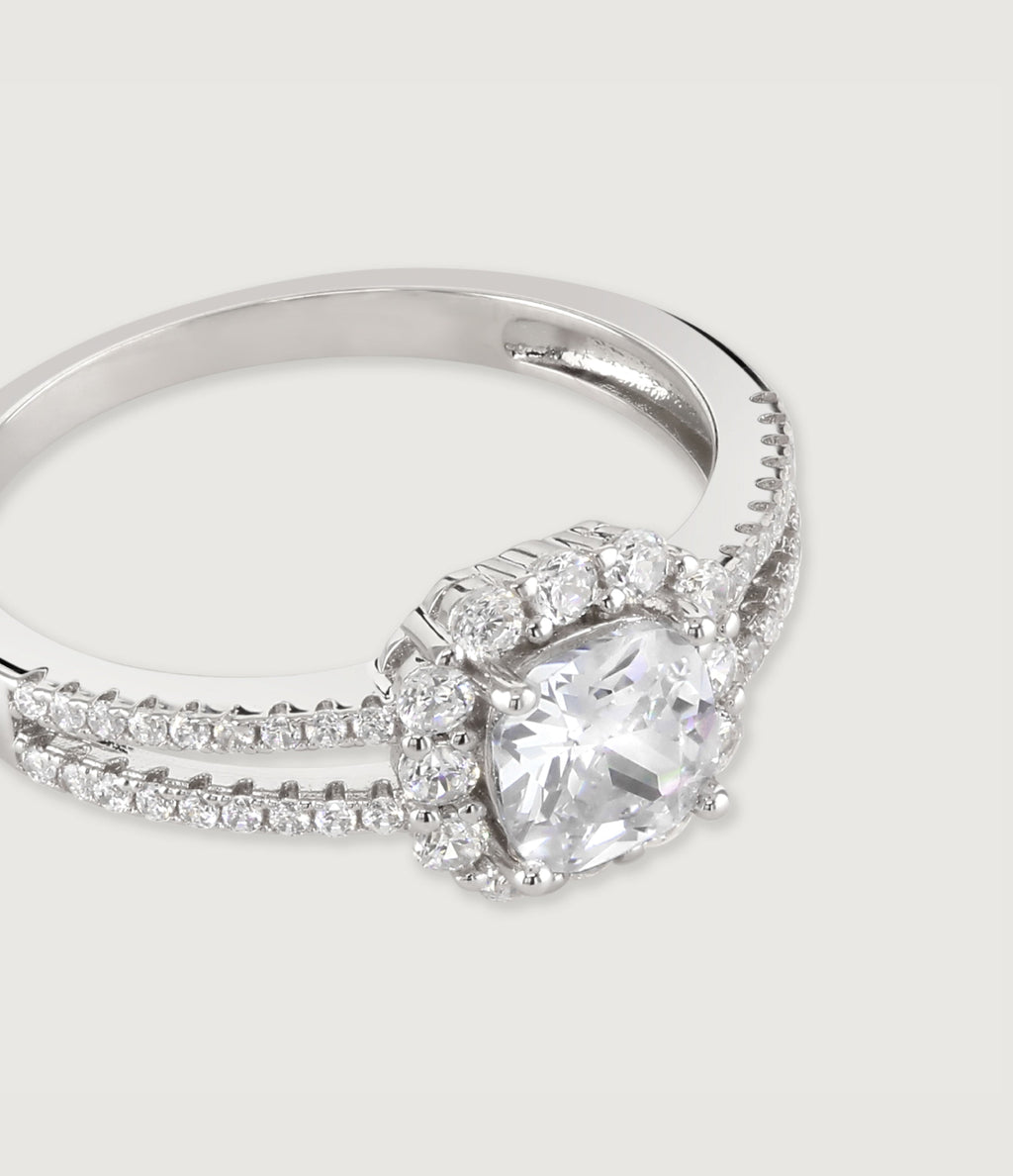 THE CARAT COLLECTION - SPLIT BAND CUSHION SPARKLE SOLITAIRE