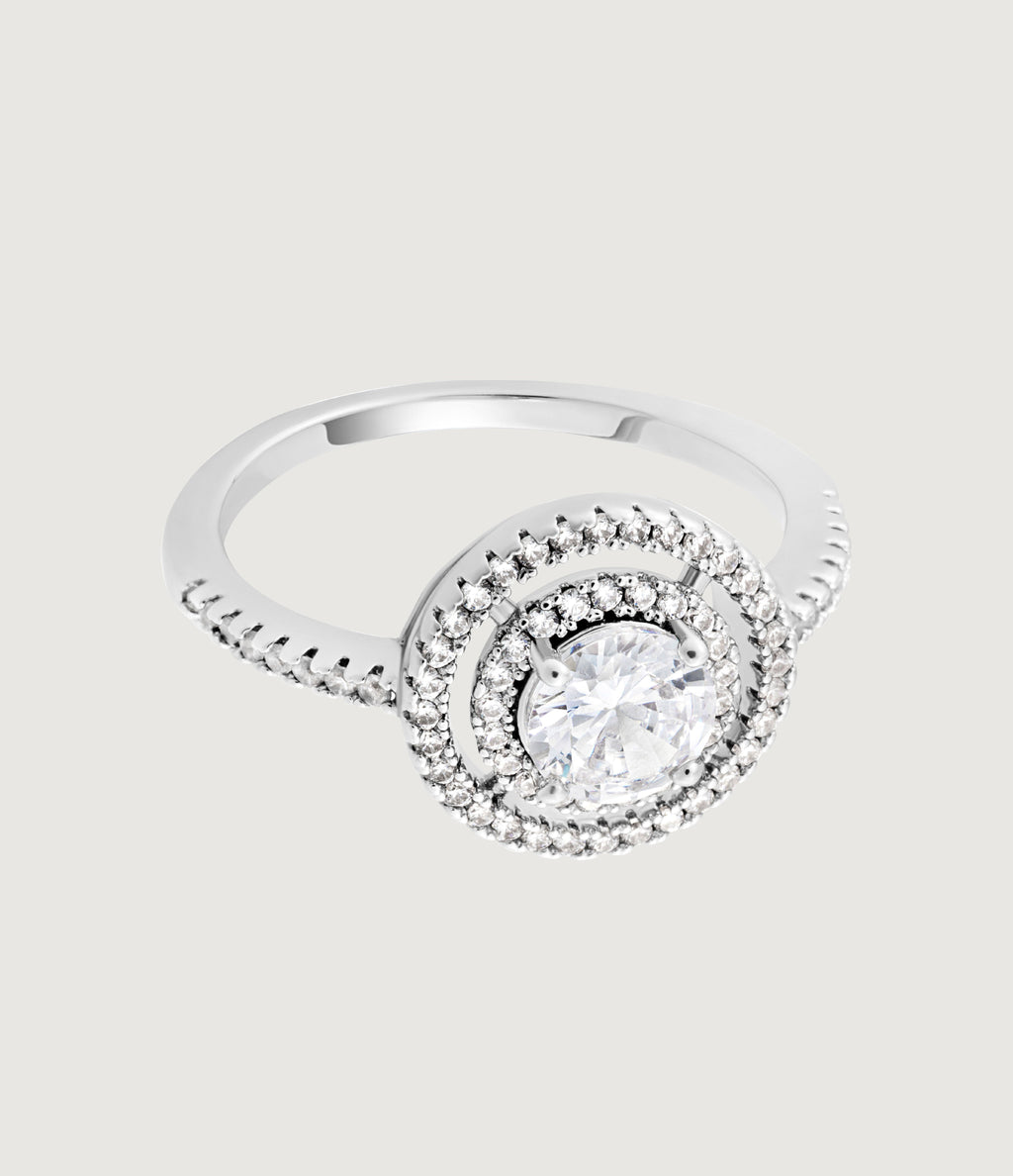 THE CARAT COLLECTION - CLEAR SOLITAIRE DOUBLE HALO RING