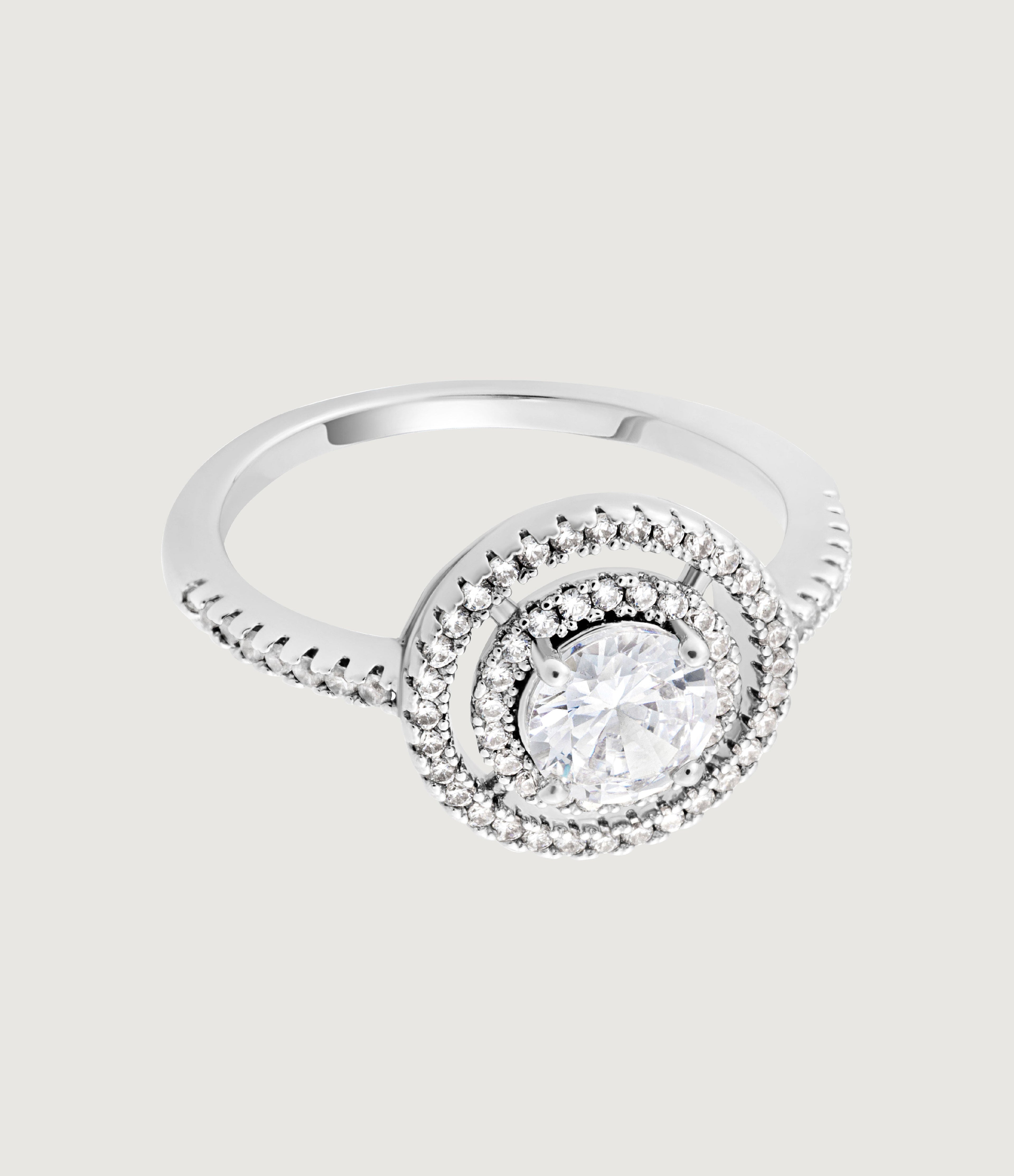 THE CARAT COLLECTION - CLEAR SOLITAIRE DOUBLE HALO RING