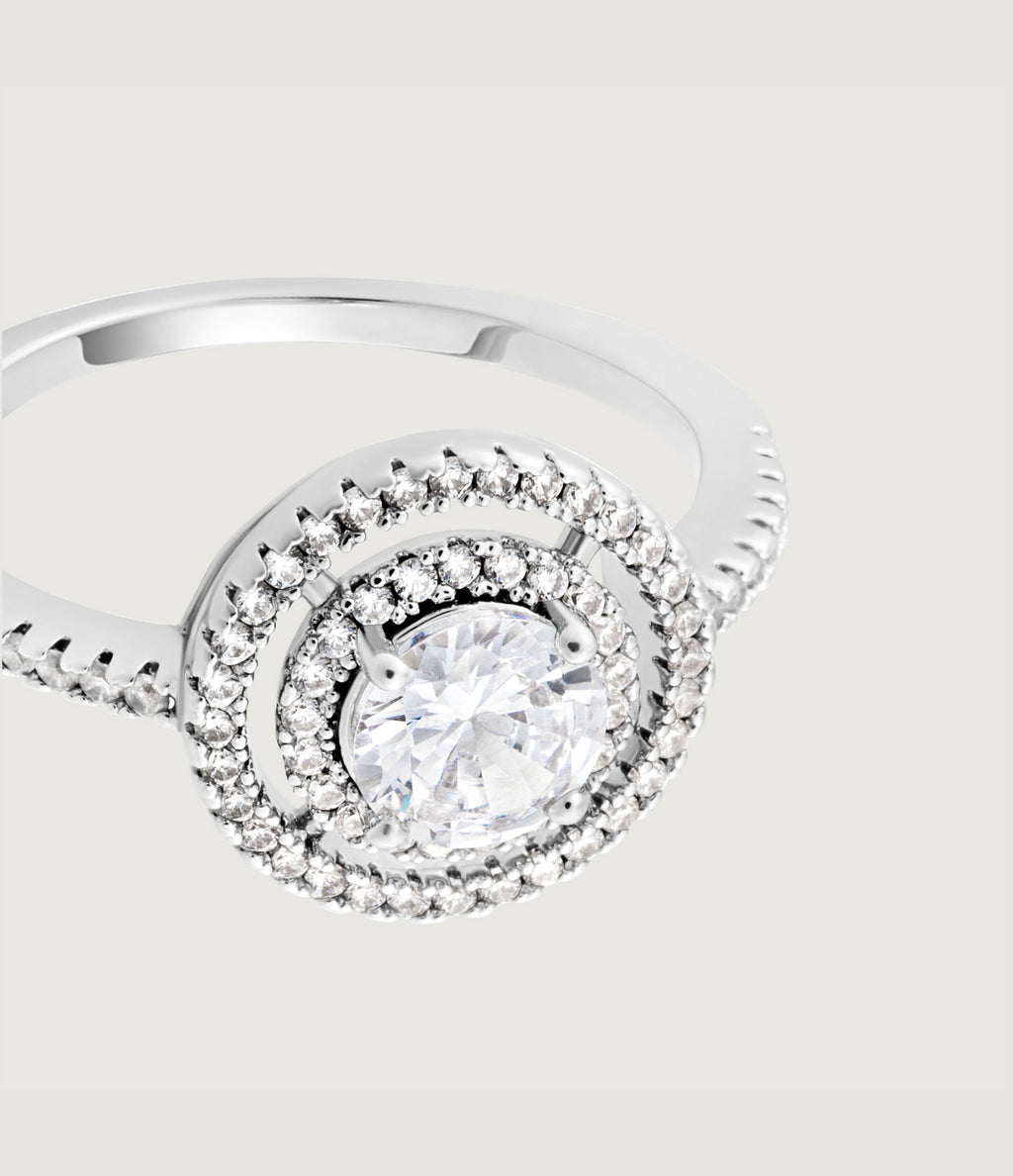 THE CARAT COLLECTION - CLEAR SOLITAIRE DOUBLE HALO RING