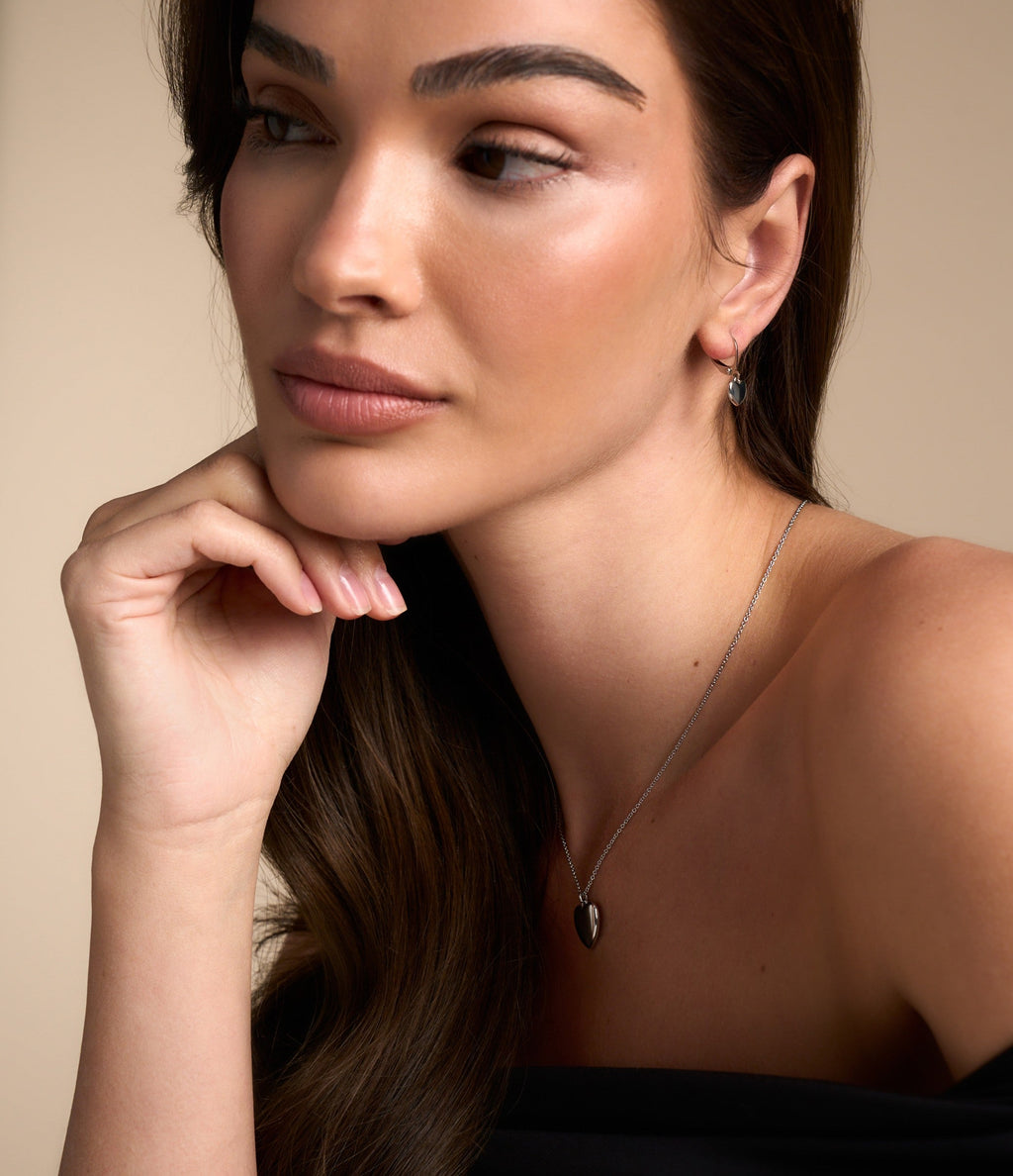 POLISHED HEART PENDANT & EARRINGS SET