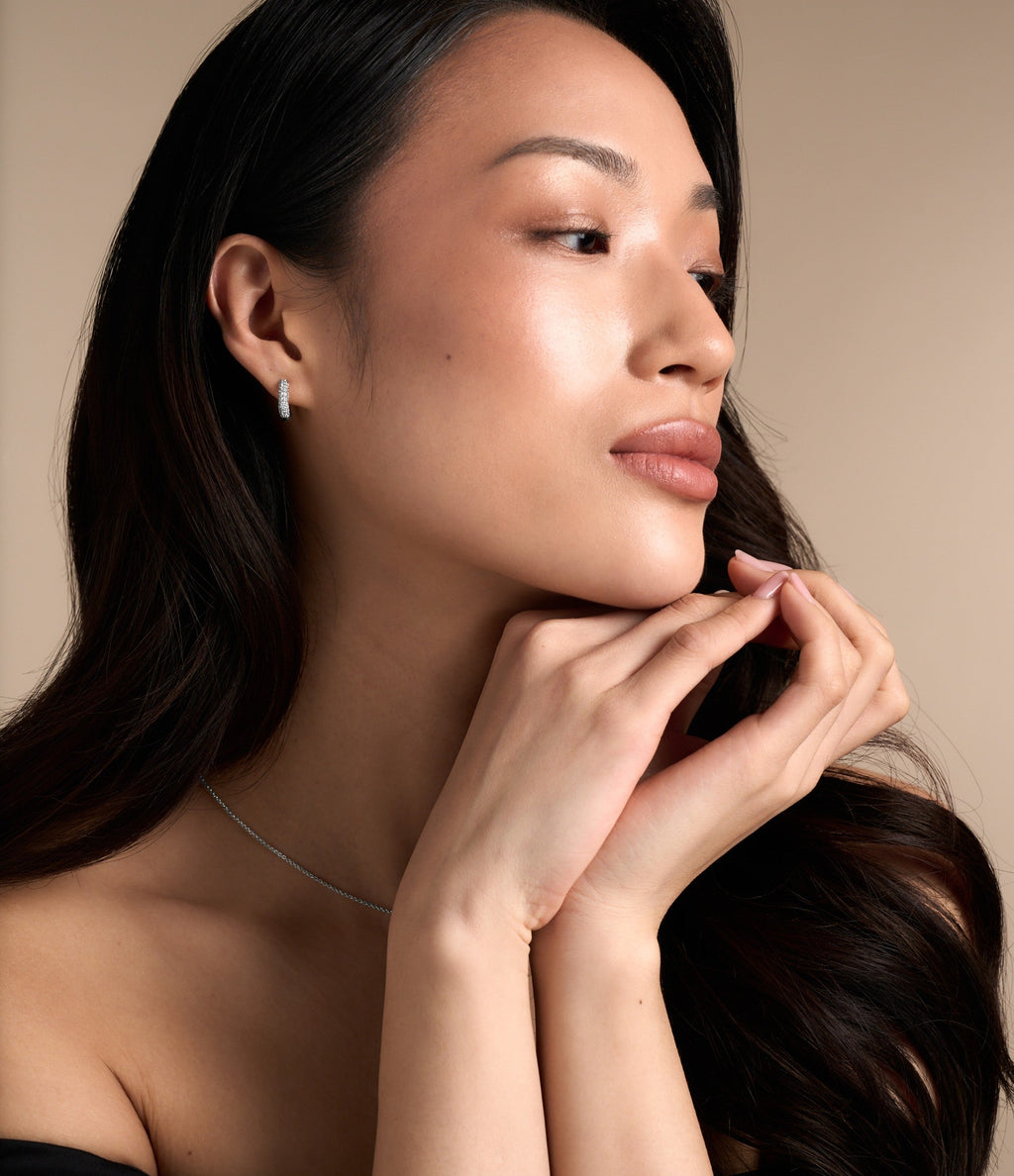 TWO-TONE CLUSTER HOOP EARRINGS