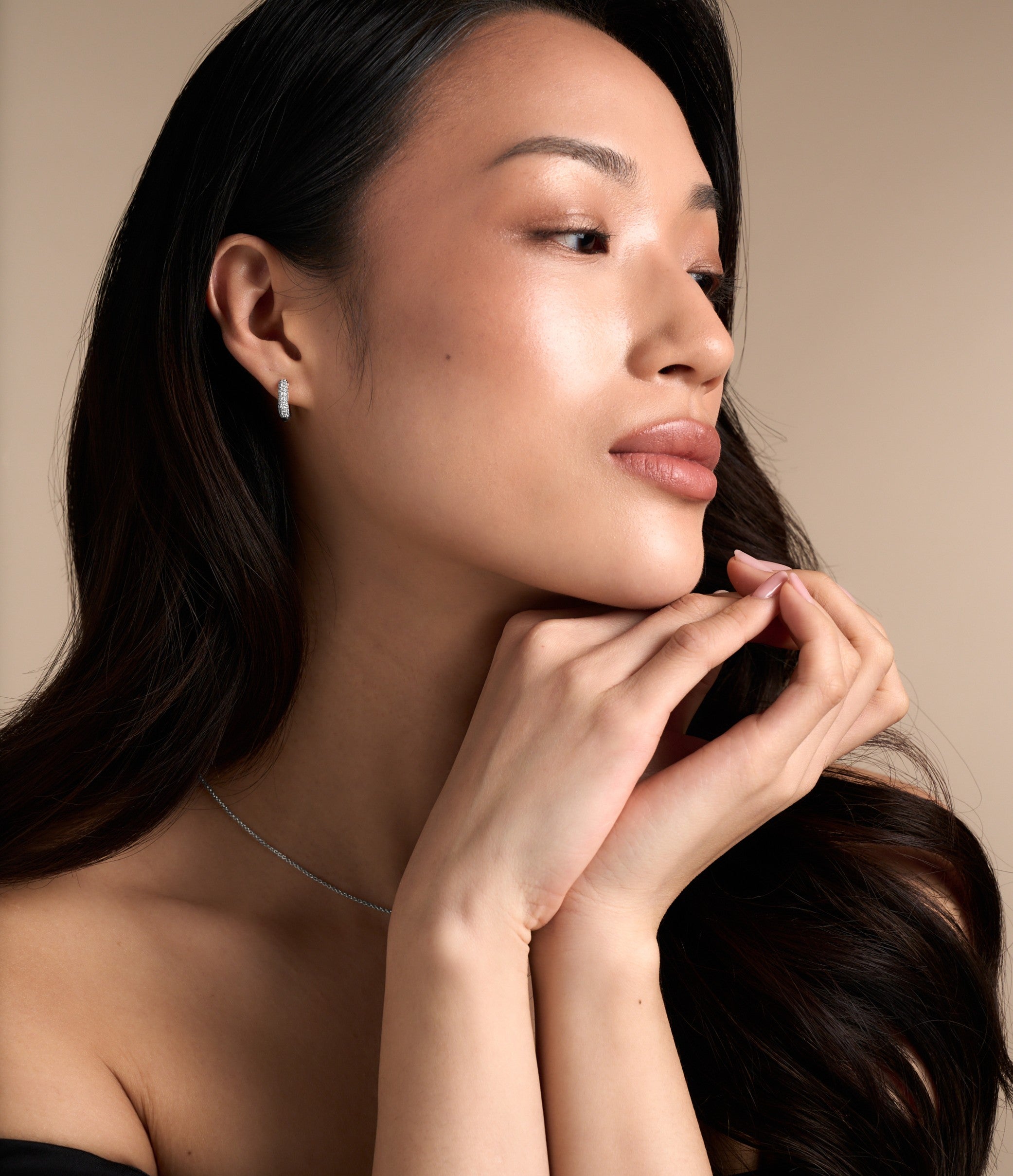 TWO-TONE CLUSTER HOOP EARRINGS