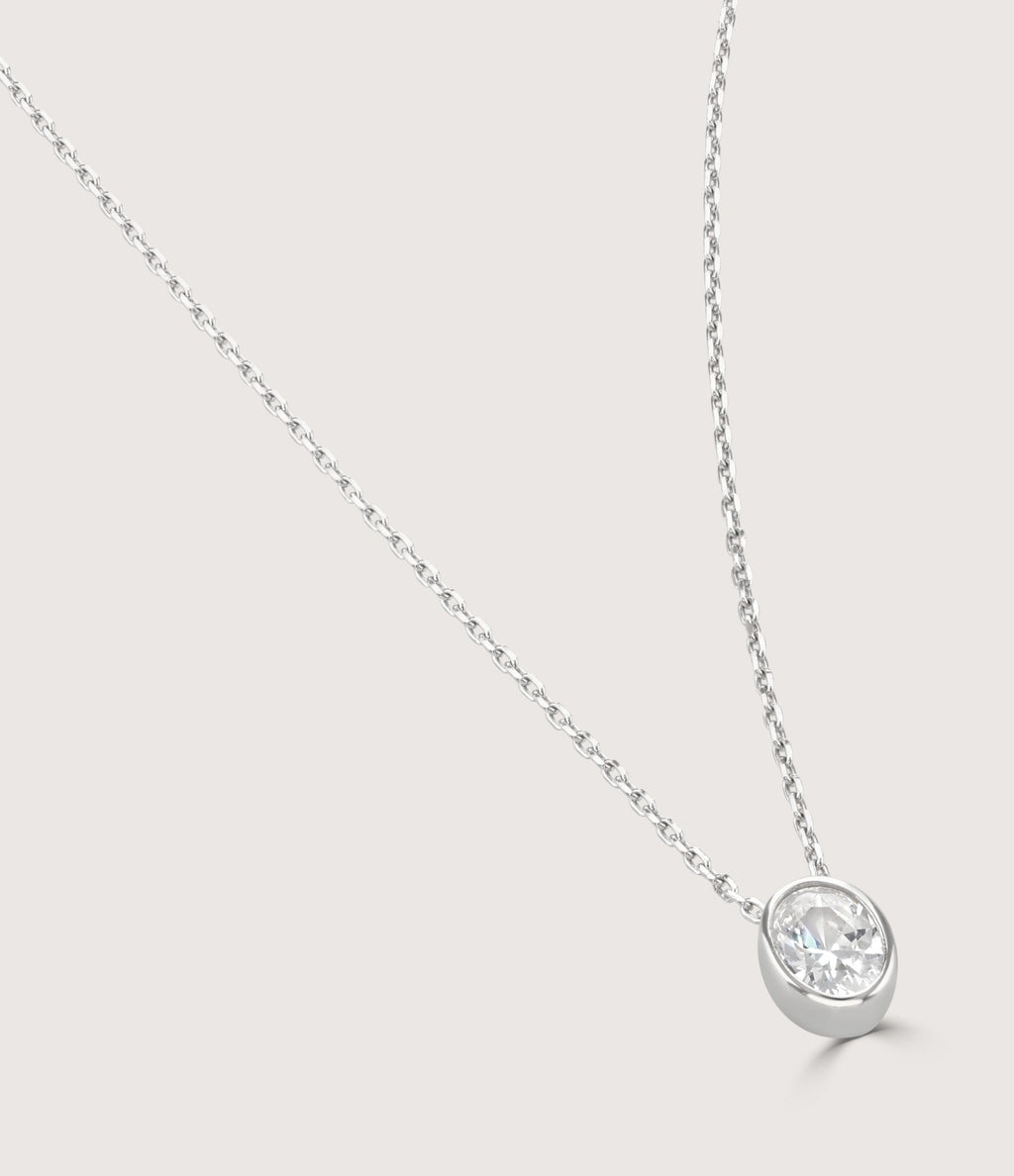 BUCKLEY LUXE - SILVER BEZEL SETTING OVAL NECKLACE