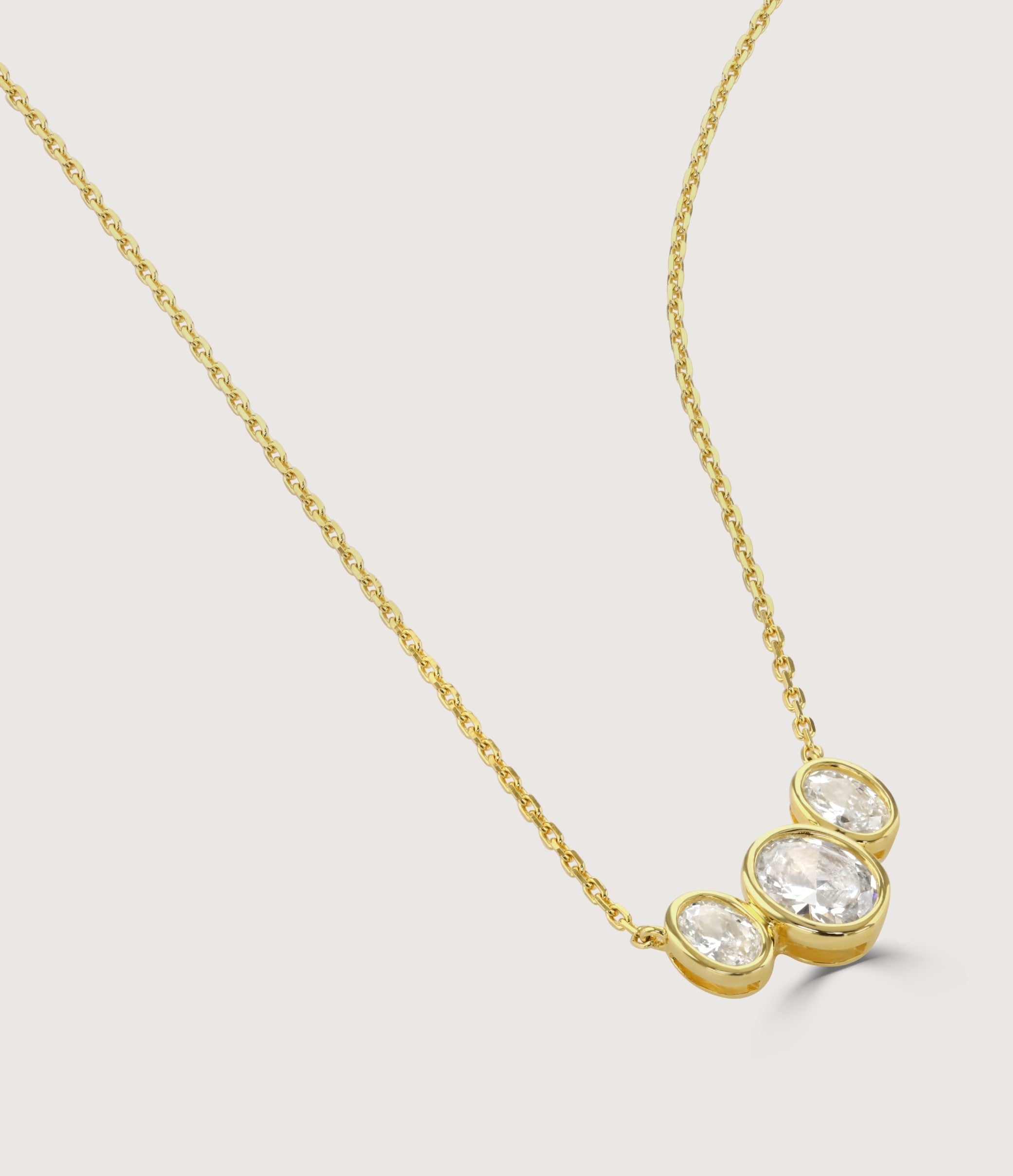 BUCKLEY LUXE - GOLD BEZEL SET OVAL TRILOGY NECKLACE