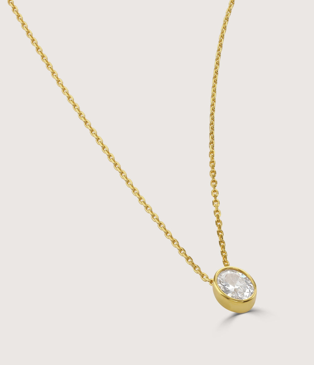 BUCKLEY LUXE - GOLD BEZEL SET OVAL PENDANT NECKLACE