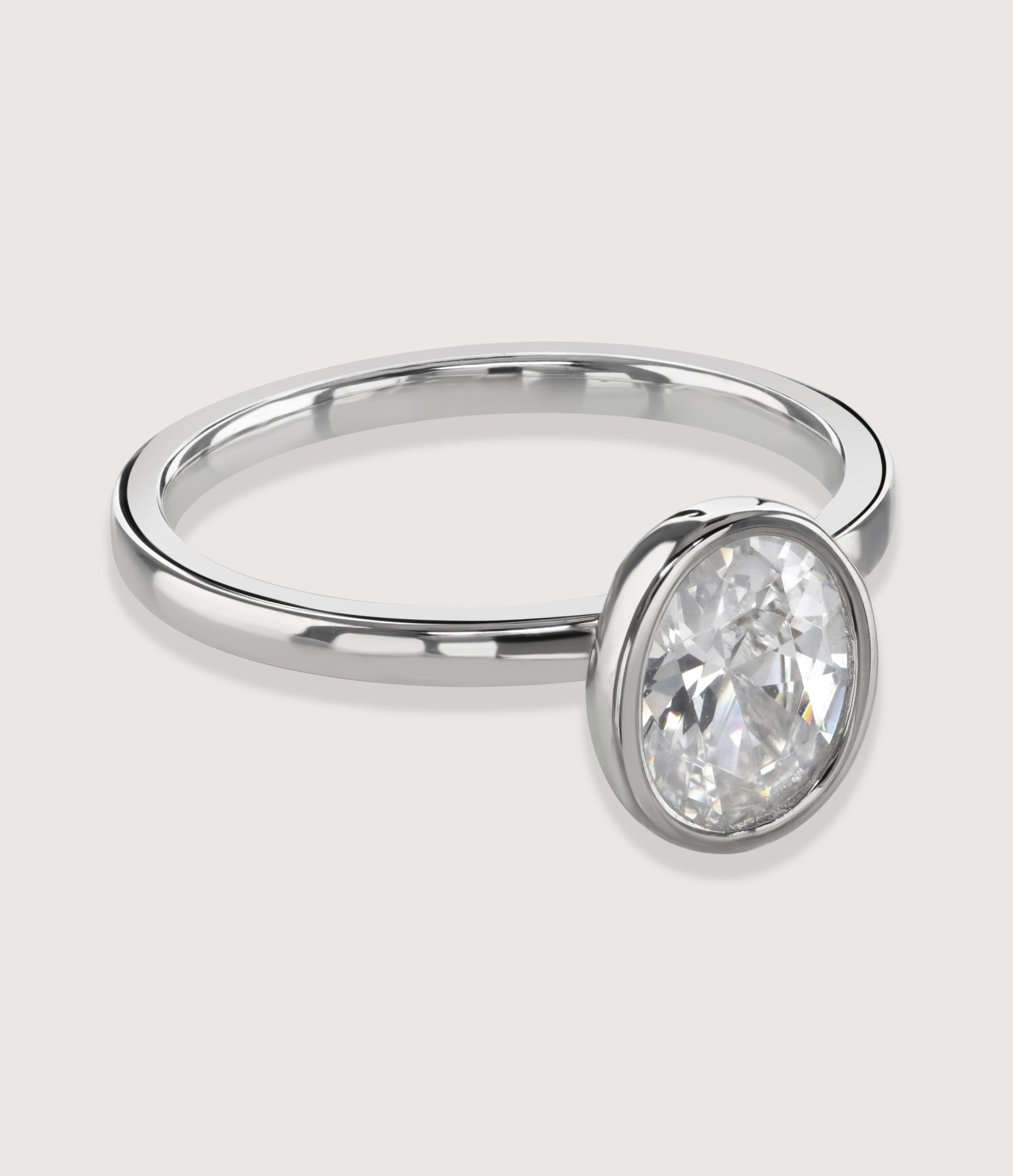 BUCKLEY LUXE - SILVER BEZEL SET OVAL RING