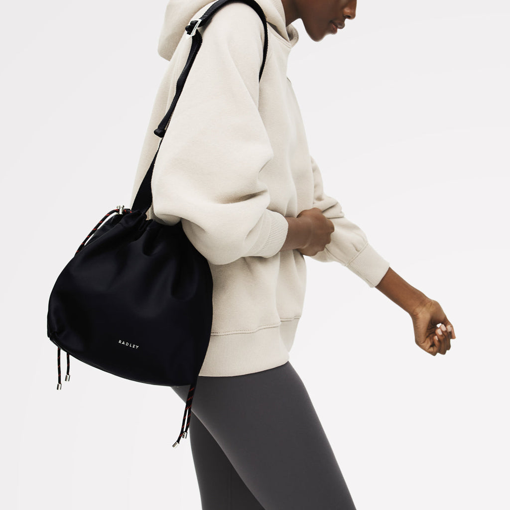 Eden Row Fabric Small Open Top Cross Body Bag in Black - 112320