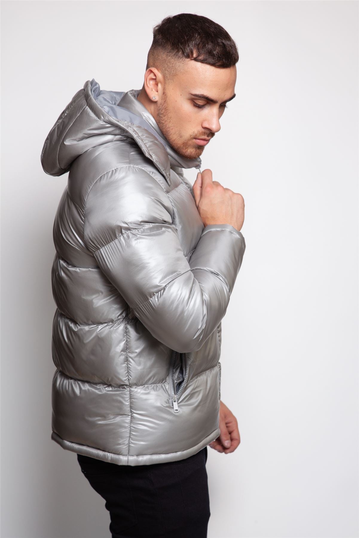 Shiny Hooded Puffer Coat