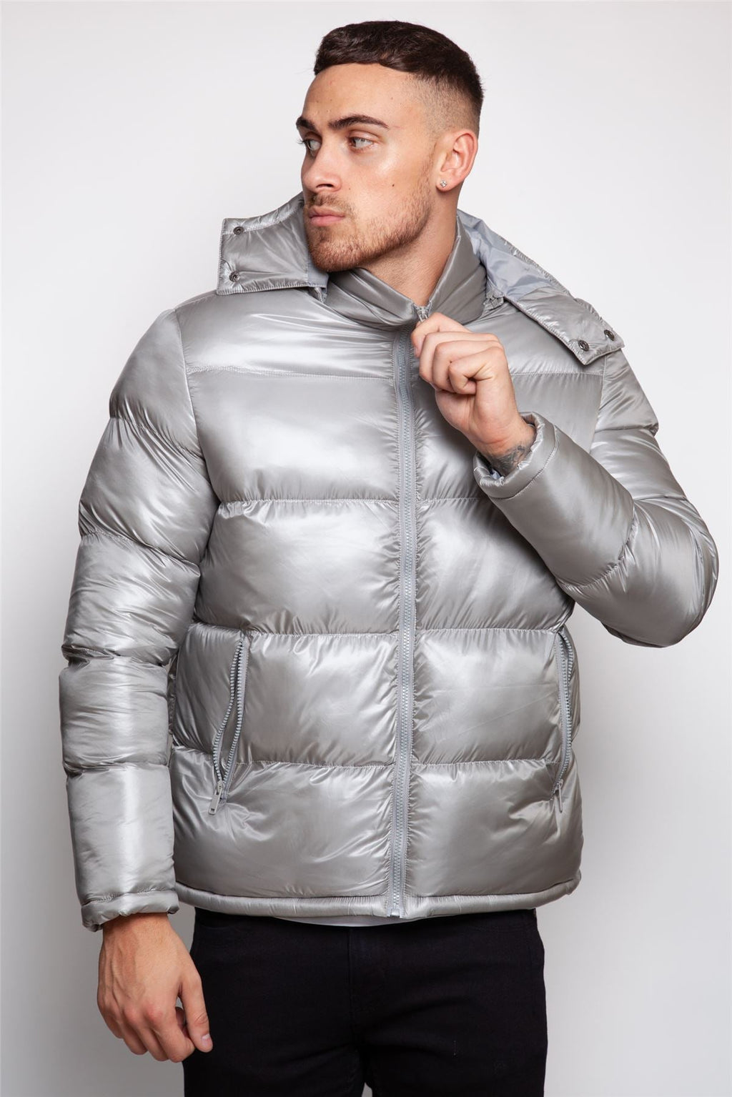 Shiny Hooded Puffer Coat