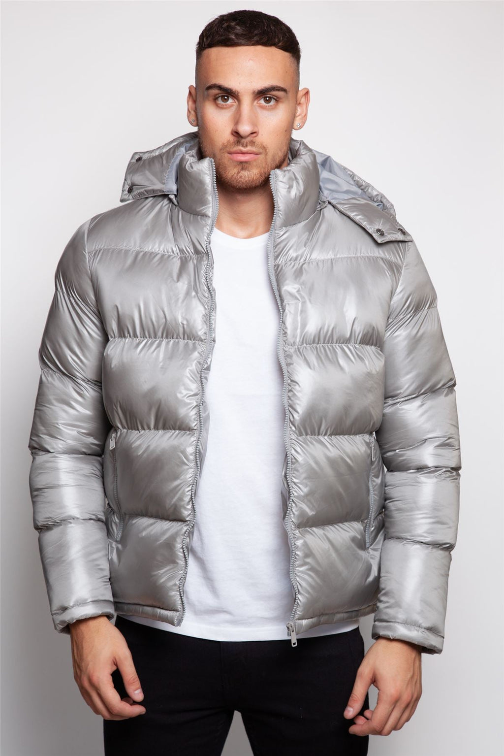 Shiny Hooded Puffer Coat