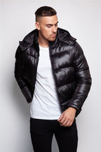Shiny Hooded Puffer Coat