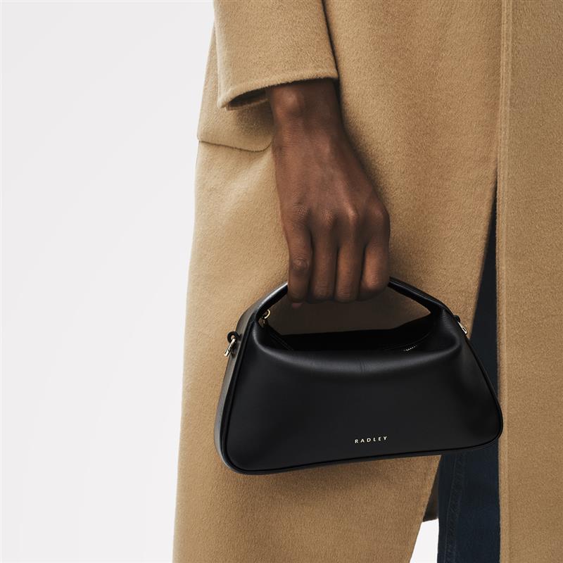 De Beauvoir Leather Small Ziptop Grab Bag in Black - 112302