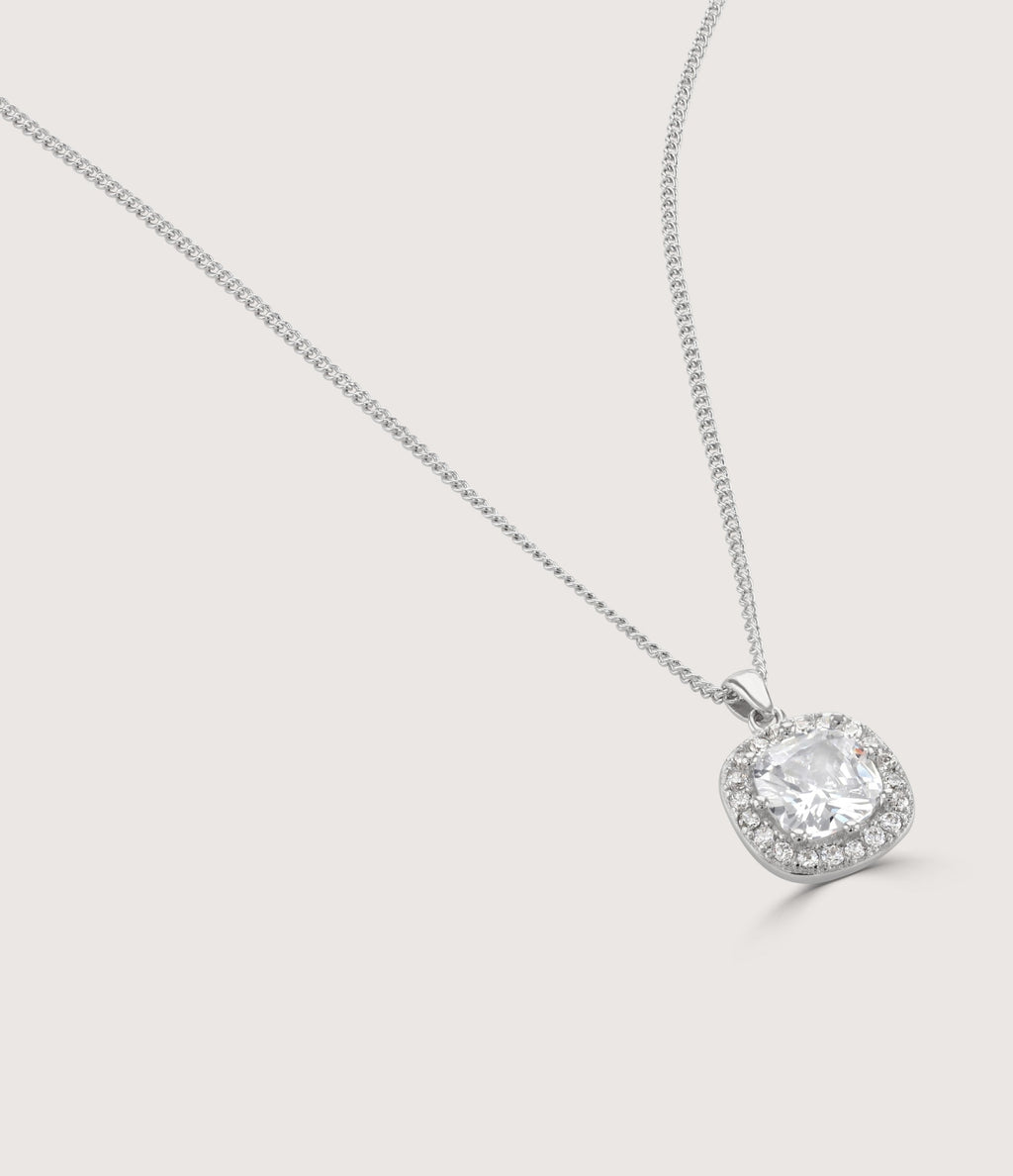 CLEAR CUSHION HALO PENDANT