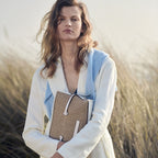 Fleet Street Leather Medium Open Top Clutch Bag in Natural - 111379